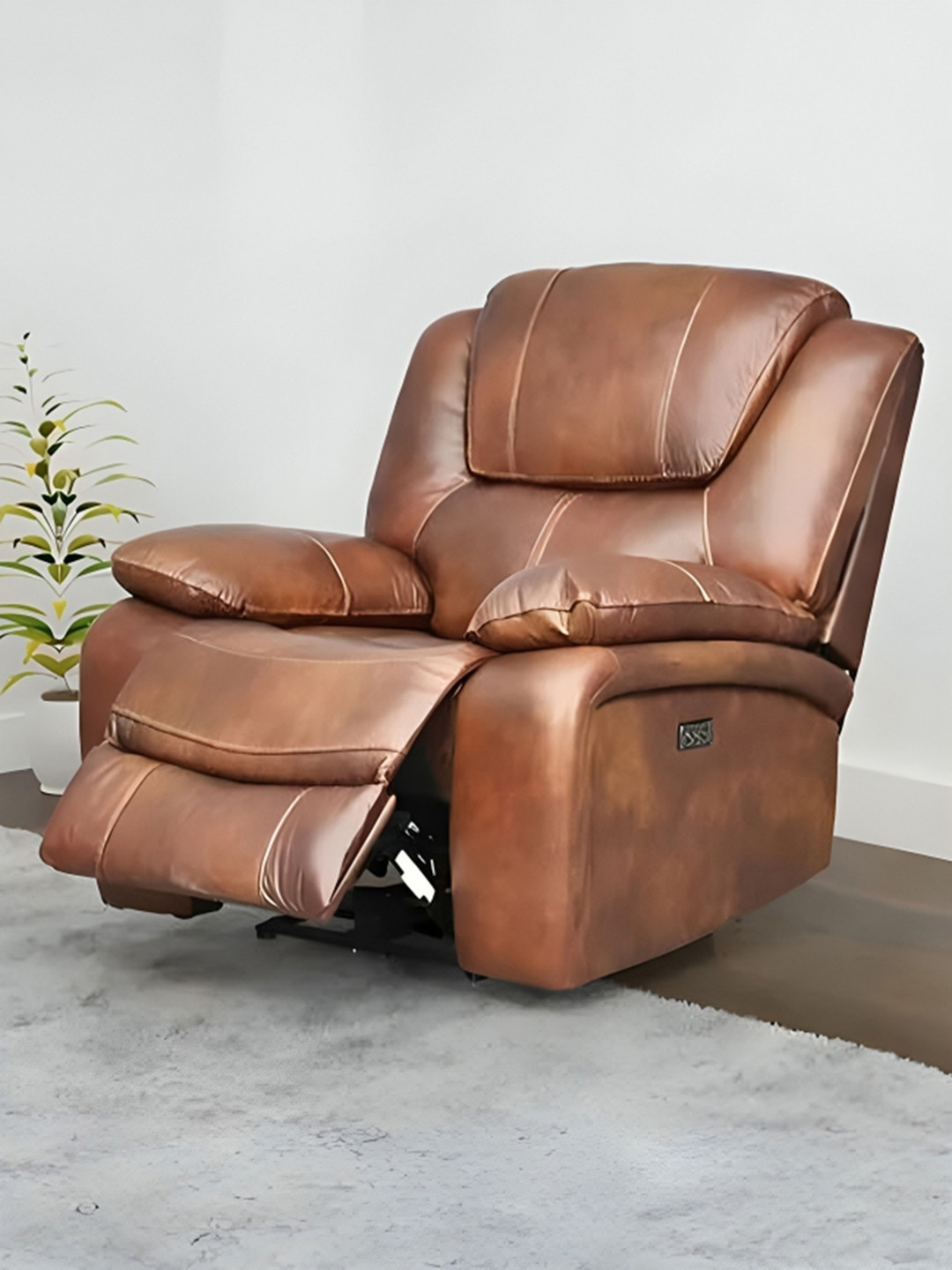 

Royaloak Brown Naples Italian Leather Powered Single Seater Recliner