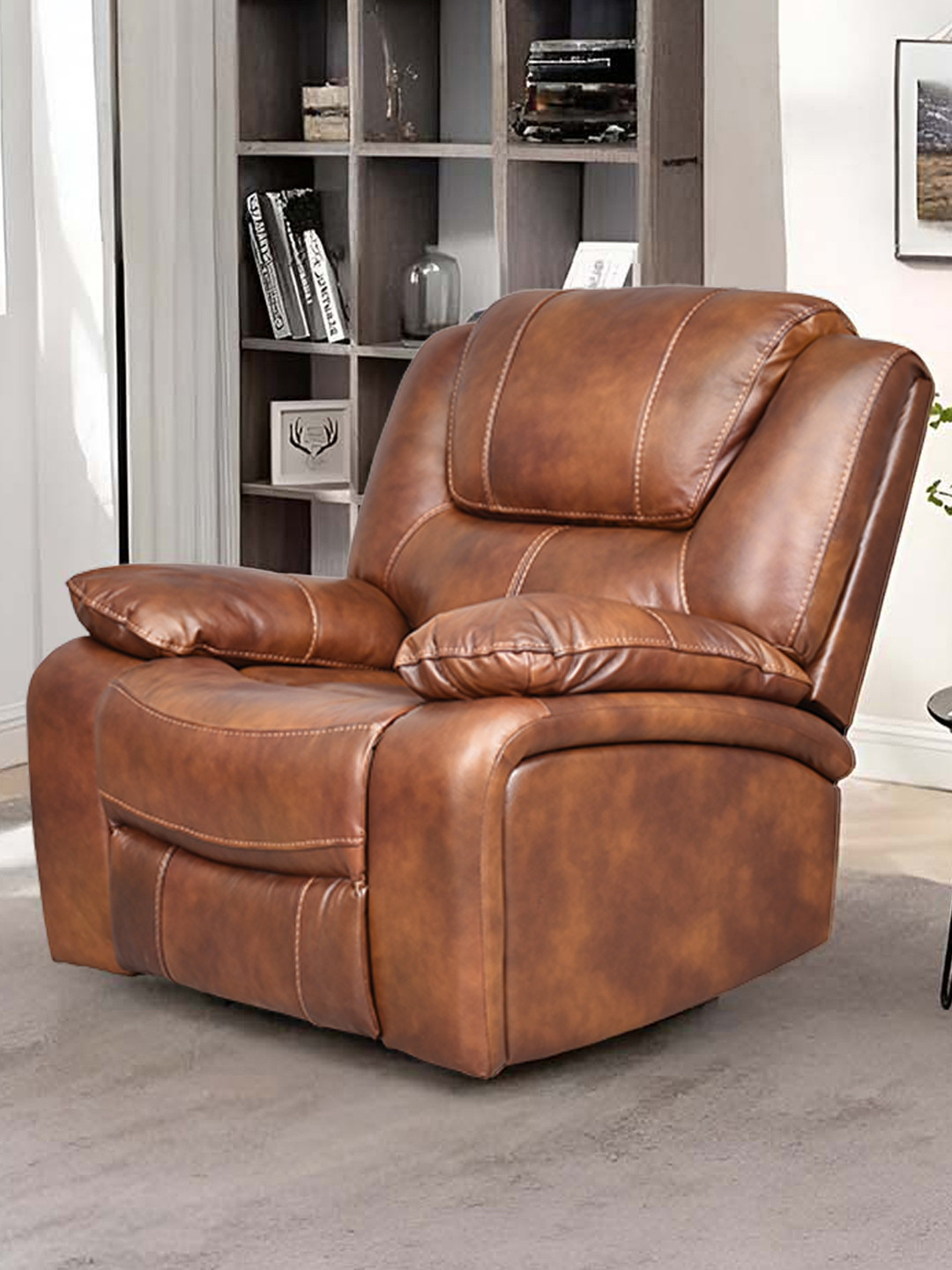 

Royaloak Naples Italian Tan Brown Leather Manual 1 Seater Recliner