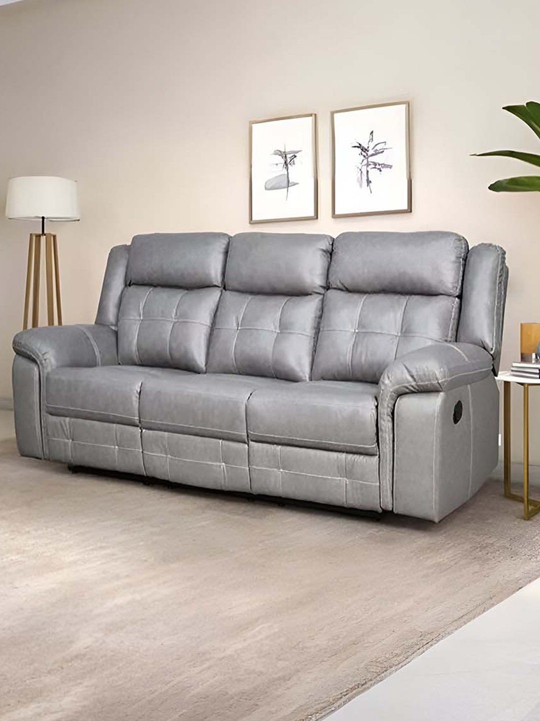 

Royaloak Tivoli Italian Grey Leather Manual 3 Seater Recliner