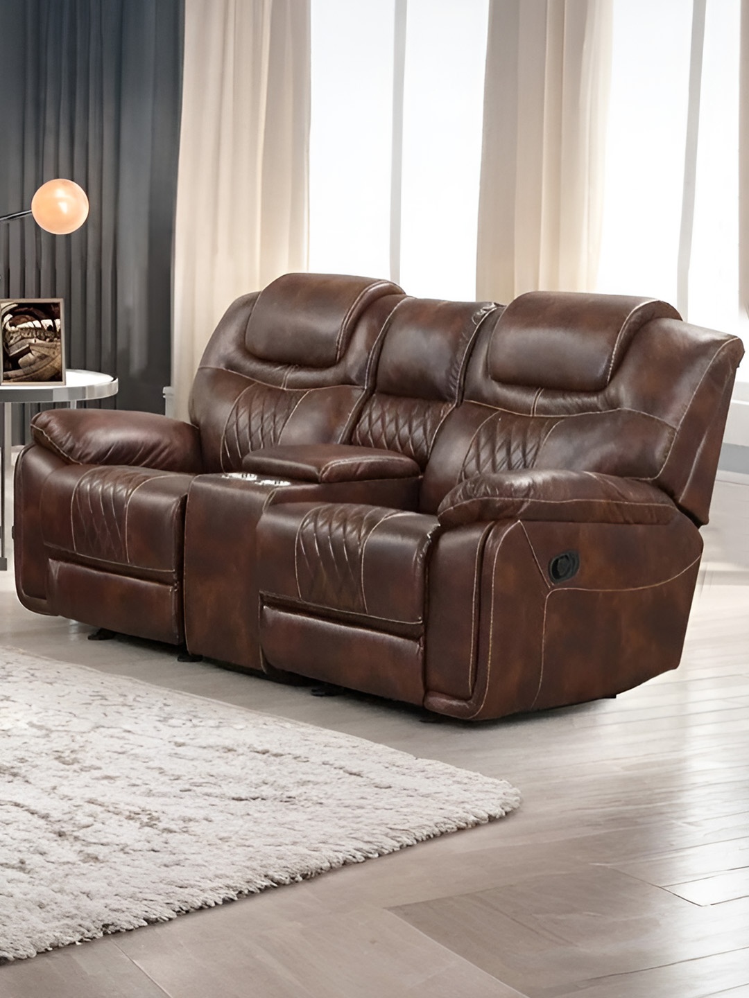 

Royaloak Brown Texas American Leatherette Manual Sofa 2 Seater Recliner