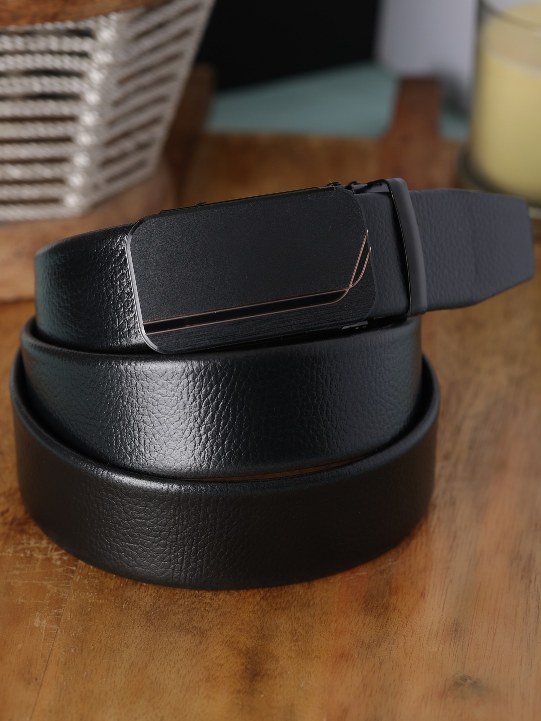 

ZEVORA Men Leather Belt, Black