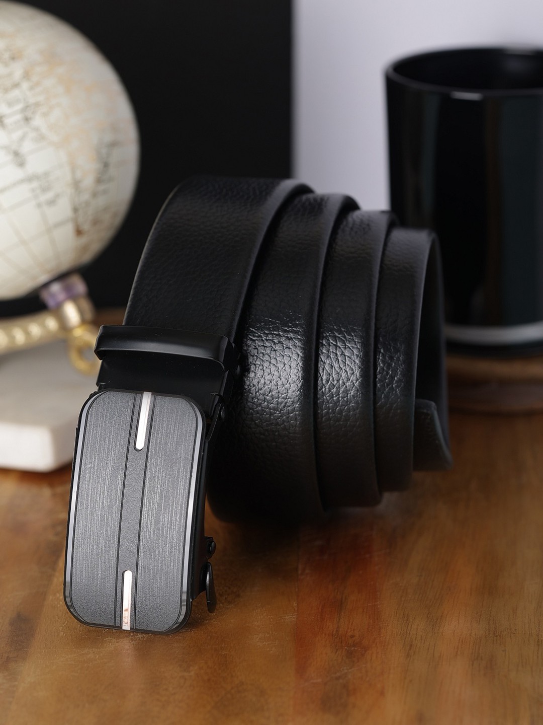 

ZEVORA Men Leather Belt, Black