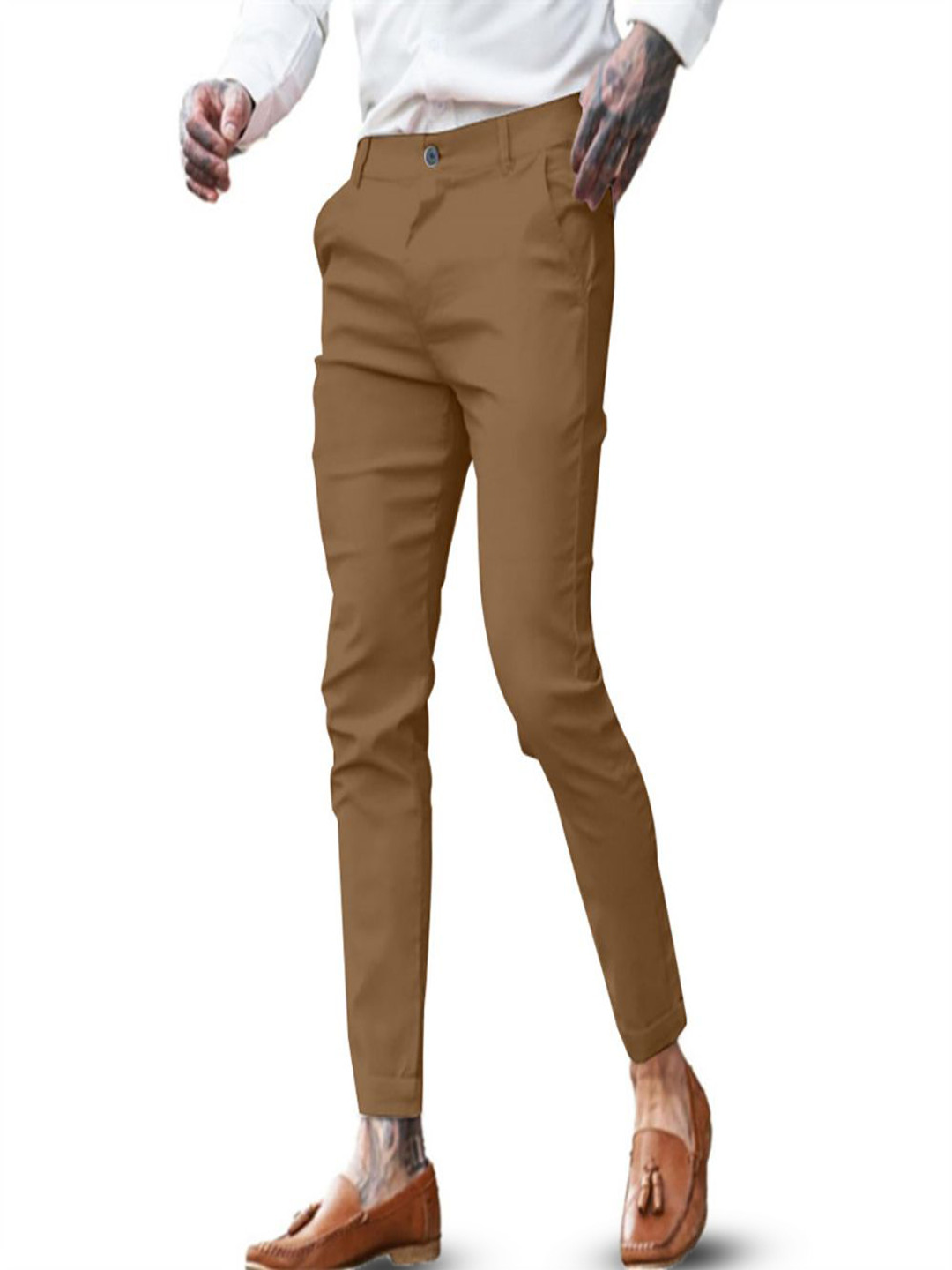 

StyleCast x Revolte Men Slim Fit Easy Wash Pleated Trousers, Coffee brown