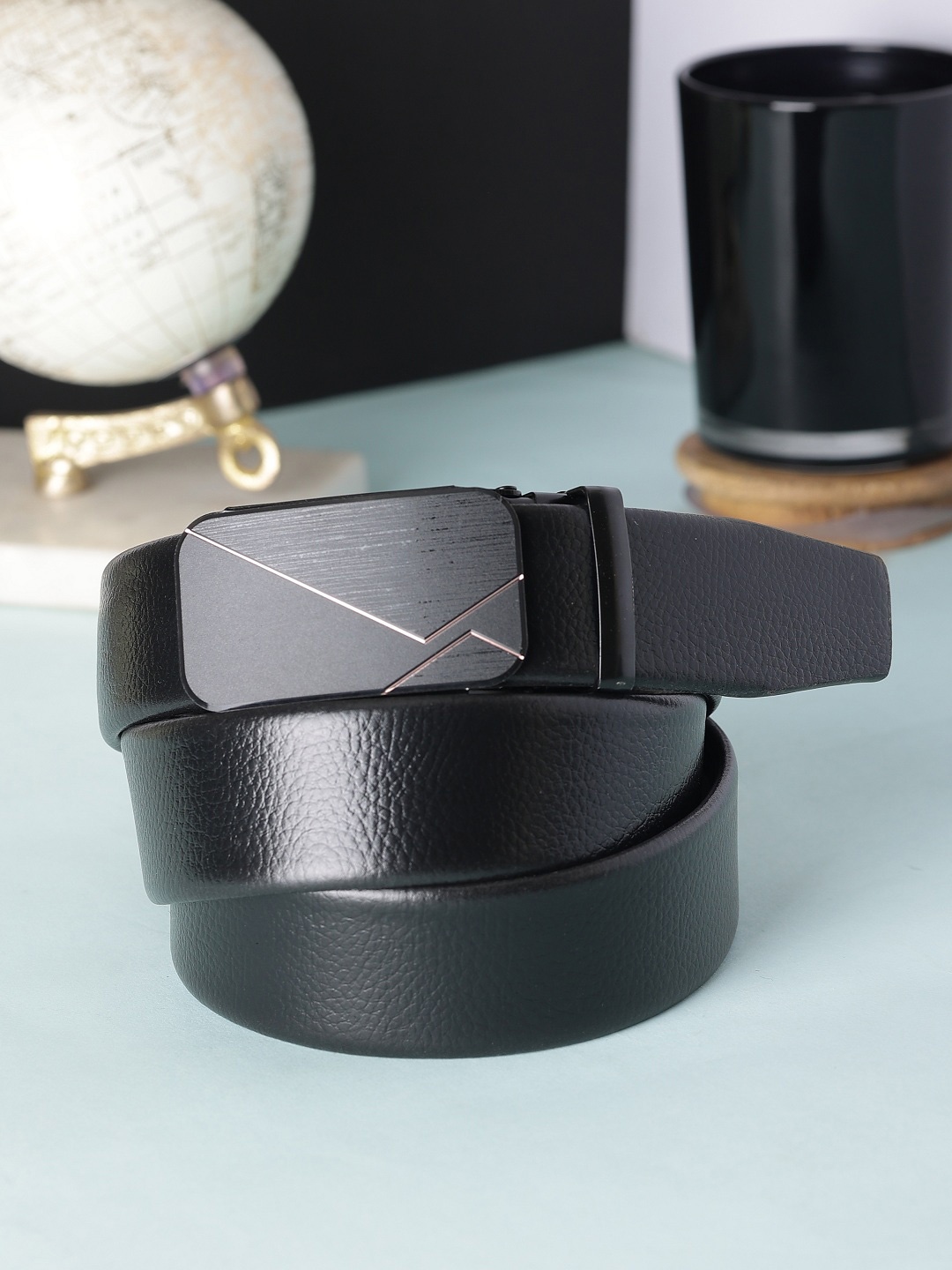 

SAZARA Men Leather Belt, Black