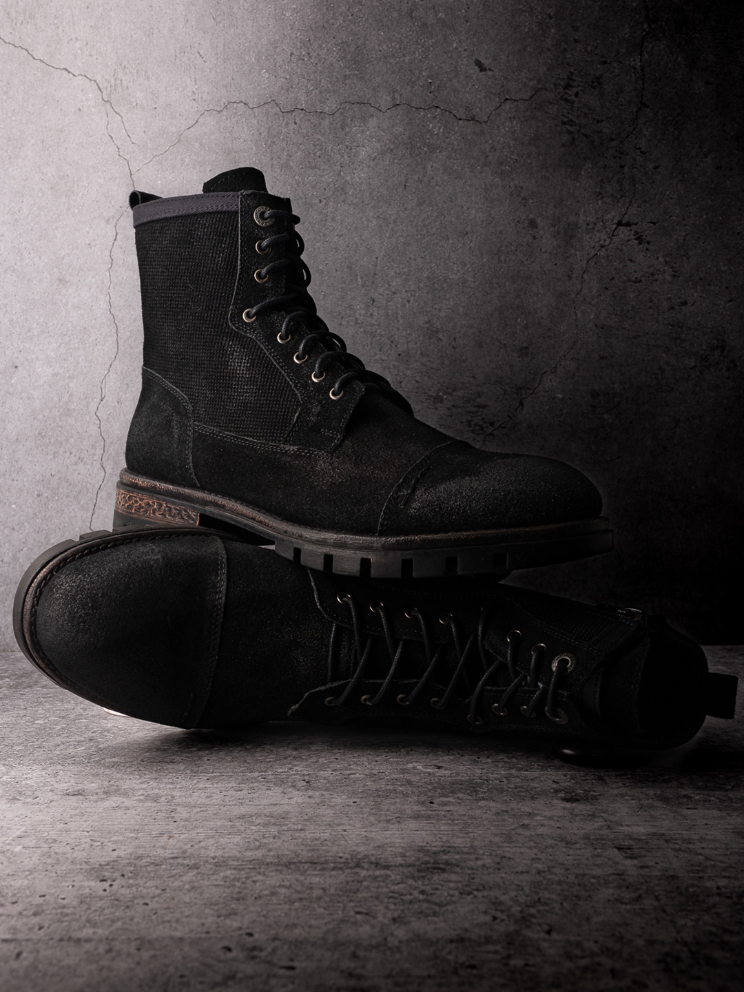 

Alberto Torresi Headon Series Devl556 Men Leather Lace-Ups Regular Boots, Black