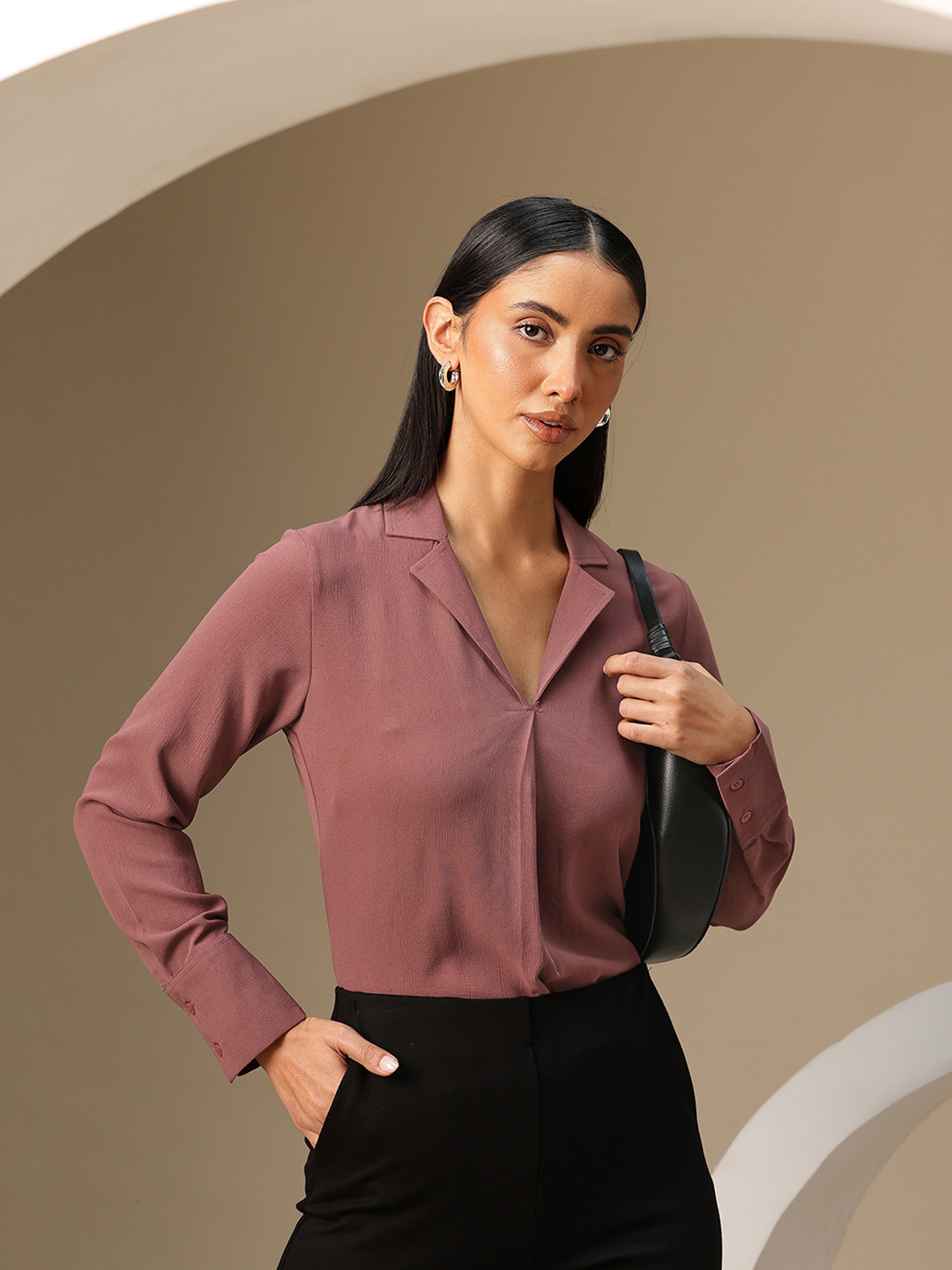 

Chemistry Crepe Shirt Style Top, Pink