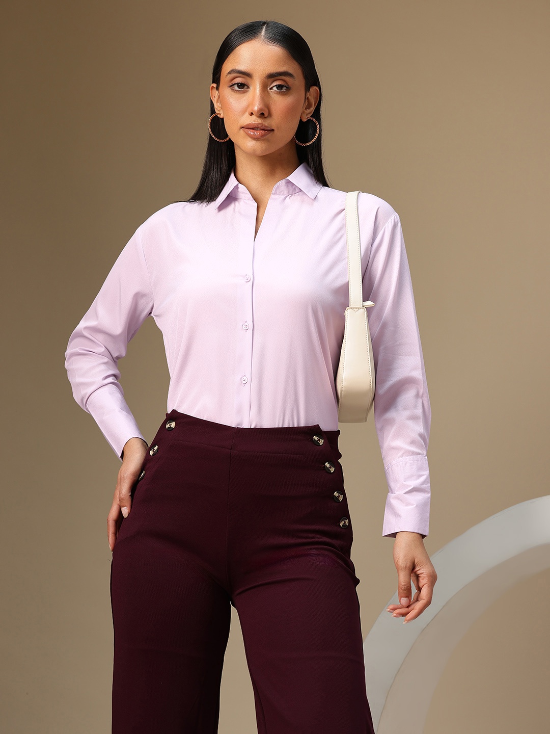 

Chemistry Women Full Sleeves Solid Shirt, Lavender