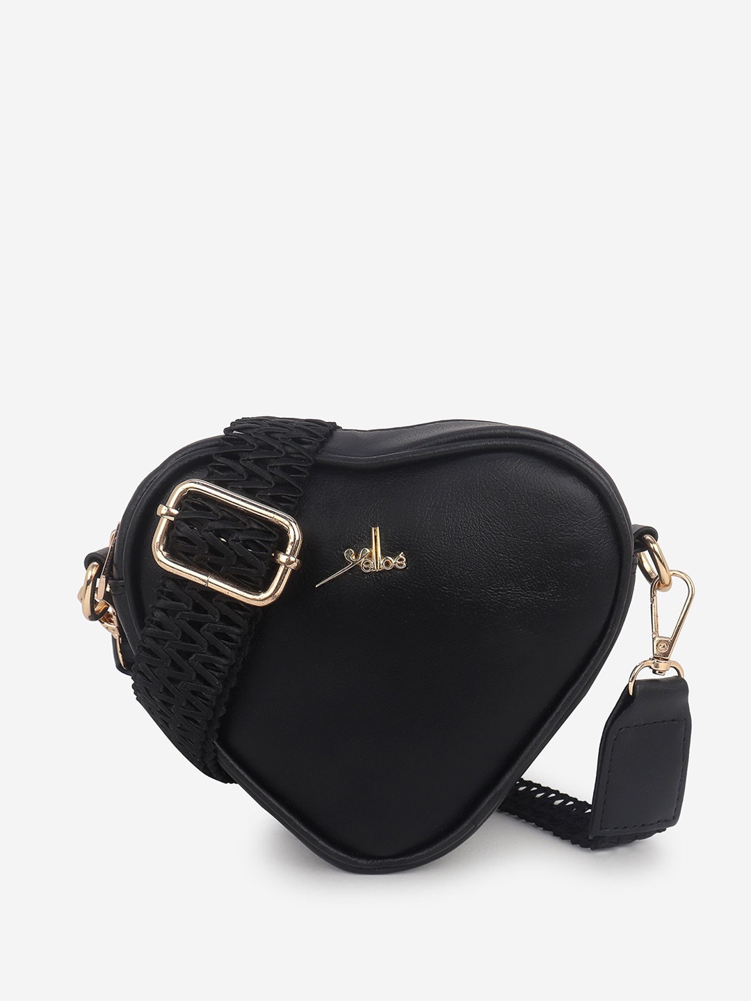 

yelloe Women Solid Crossbody Leather Sling Bag, Black