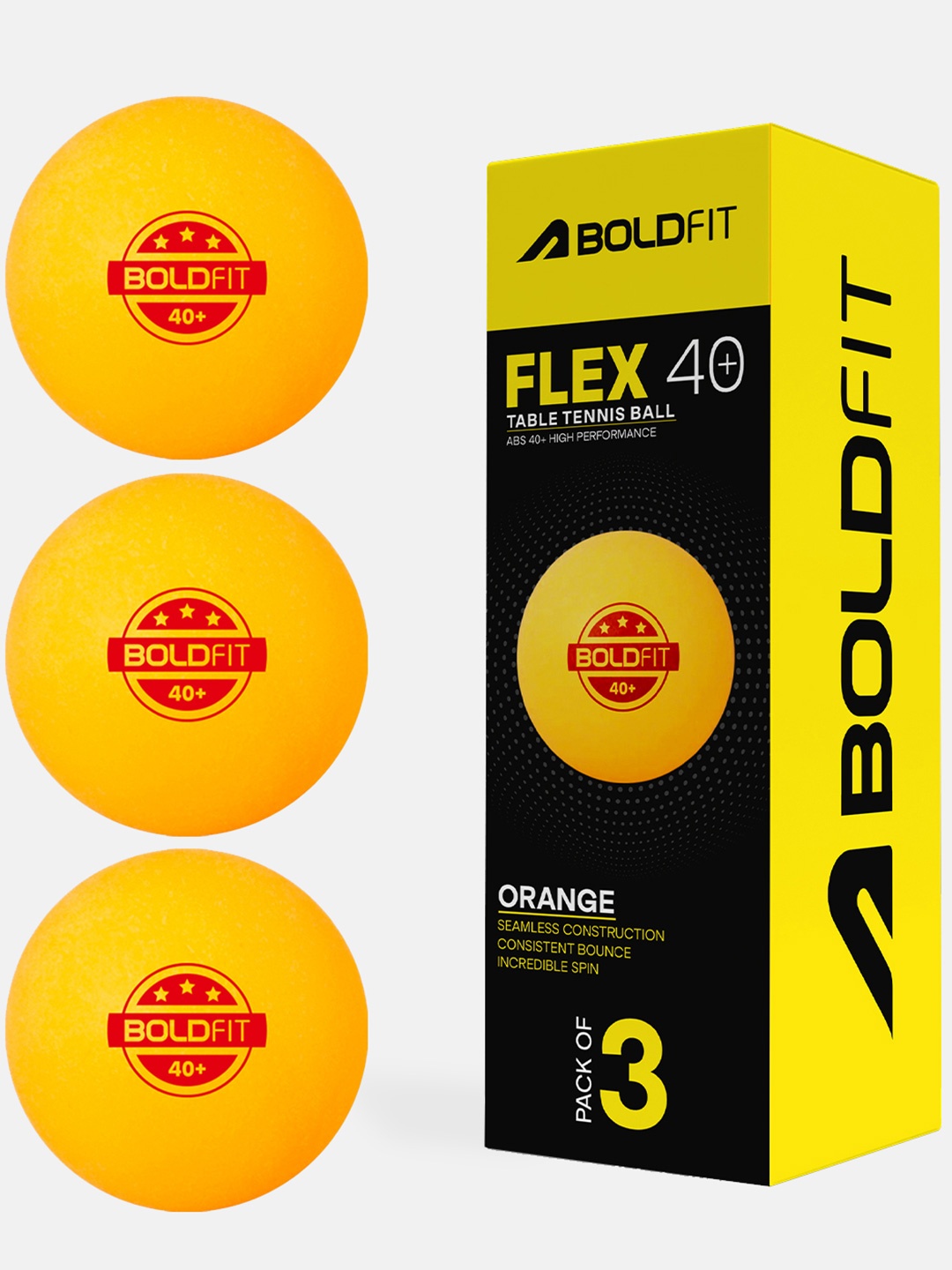 

BOLDFIT Pack Of 3 Table Tennis Ball, Orange