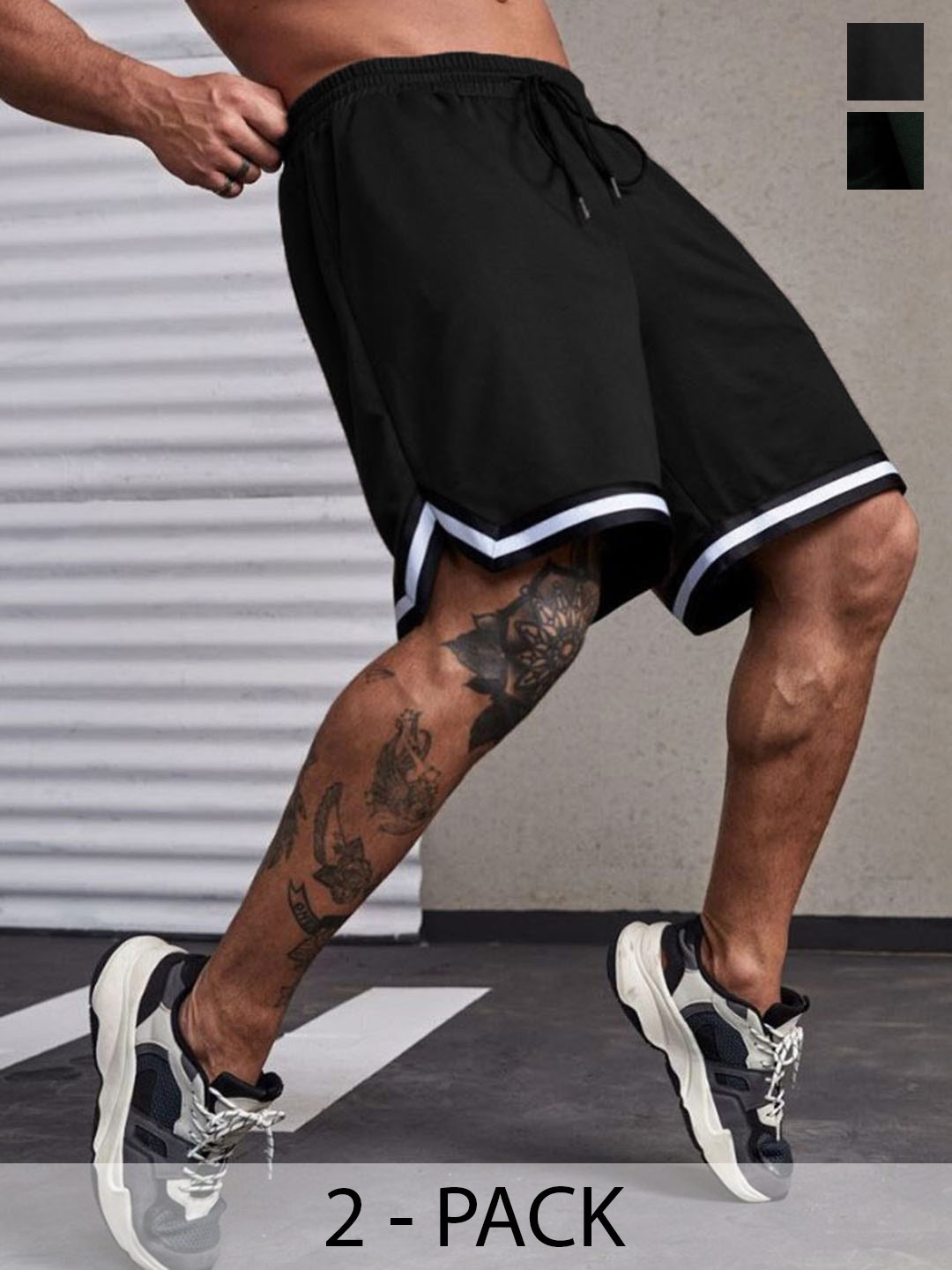 

culish Pack of 2 Men High-Rise Training or Gym Sports Shorts, Black