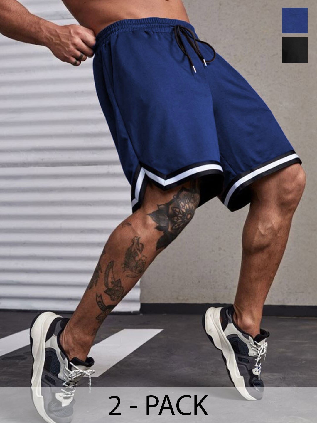 

culish Men Pack Of 2 High-Rise Training or Gym Sports Shorts, Black