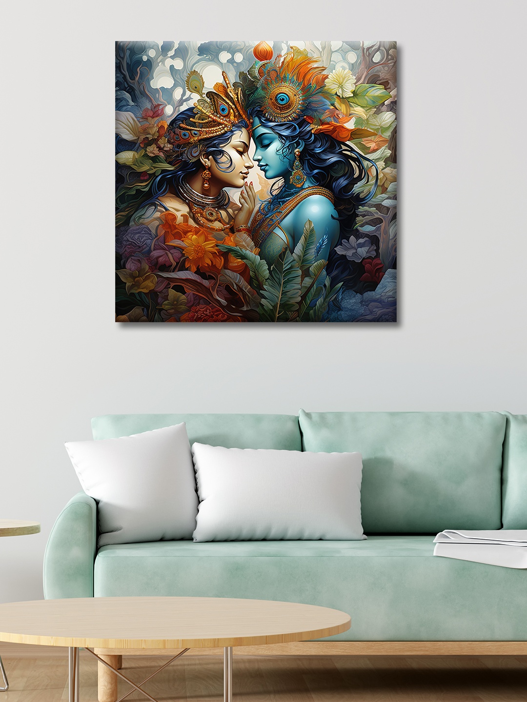 

OLIVE TREE Blue & Orange Religious Printed Canvas Wall Art