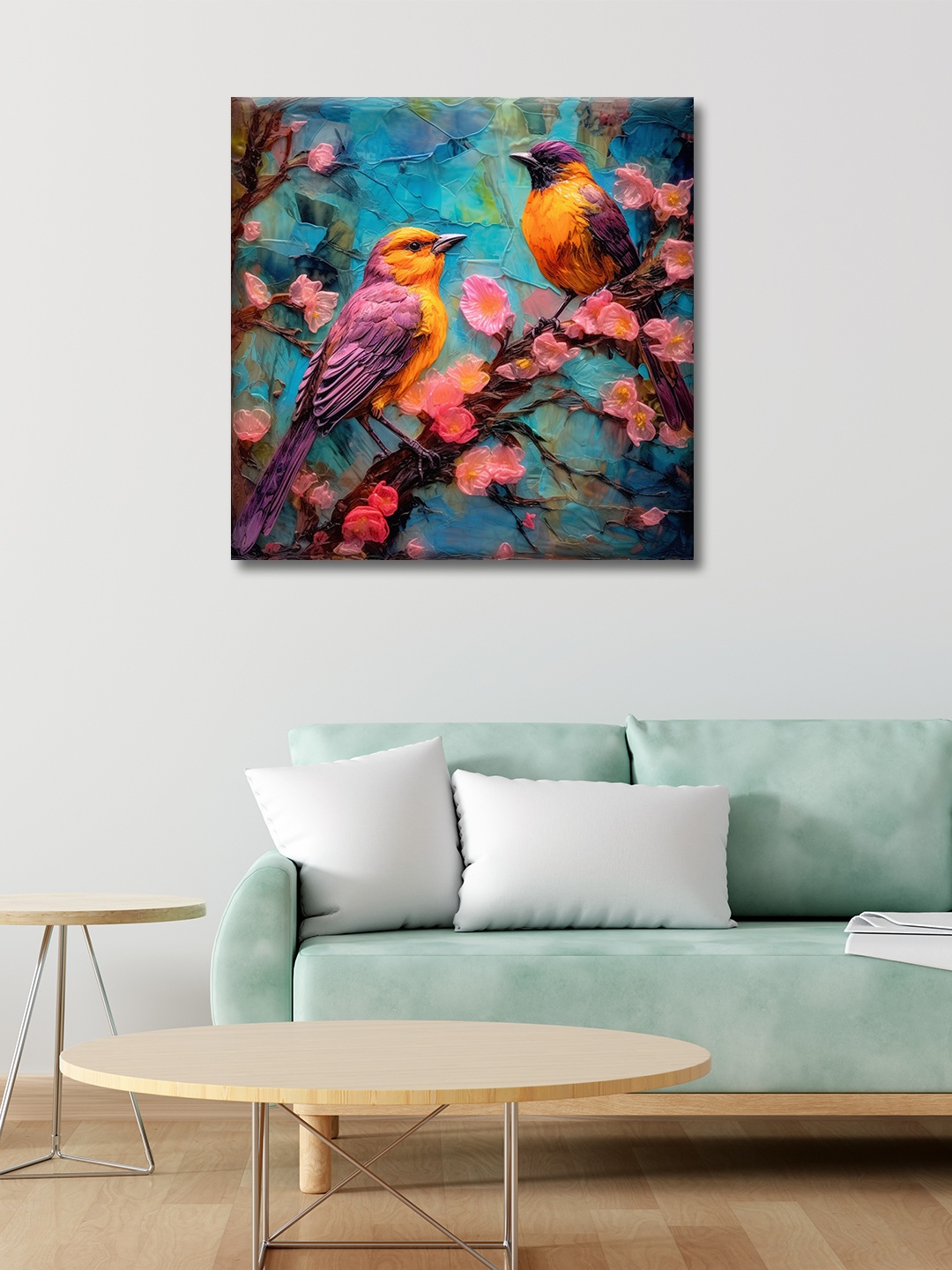 

OLIVE TREE Blue & Purple Birds and Animals Printed Canvas Wall Art