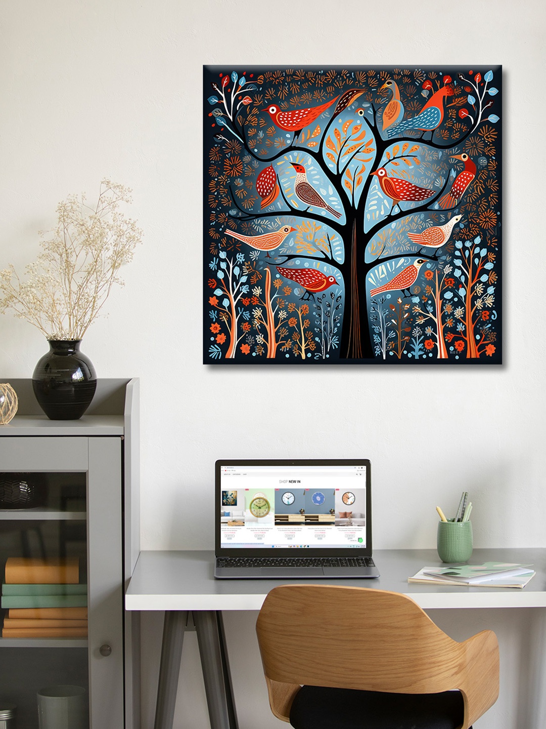 

OLIVE TREE Blue And Red Floral And Botanical Canvas Wall Art