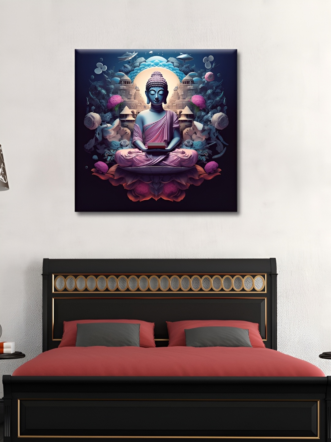 

OLIVE TREE Blue & Pink Buddha Religious Canvas Wall Art