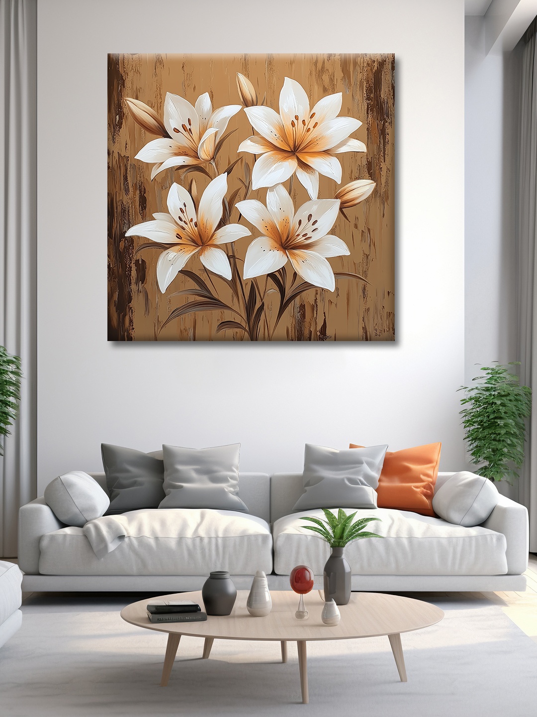 

OLIVE TREE Brown & White Floral and Botanical Printed Canvas Wall Art