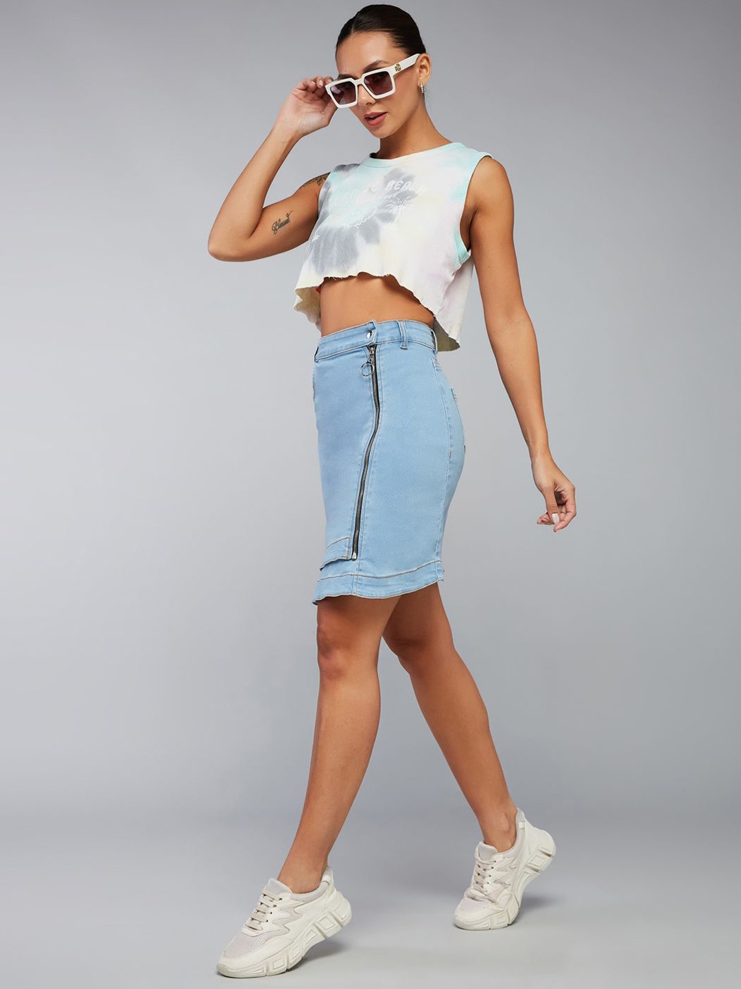 

DOLCE CRUDO Women Wrap Mini Skirt, Blue