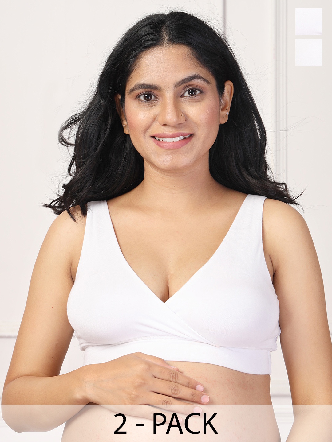 

House Of Zelena Women's Pack of 2 Maternity Bra, White
