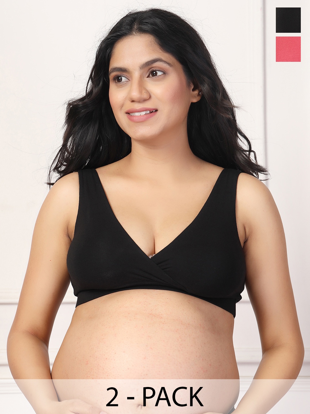 

House Of Zelena Women's Pack of 2 Maternity Bra, Black