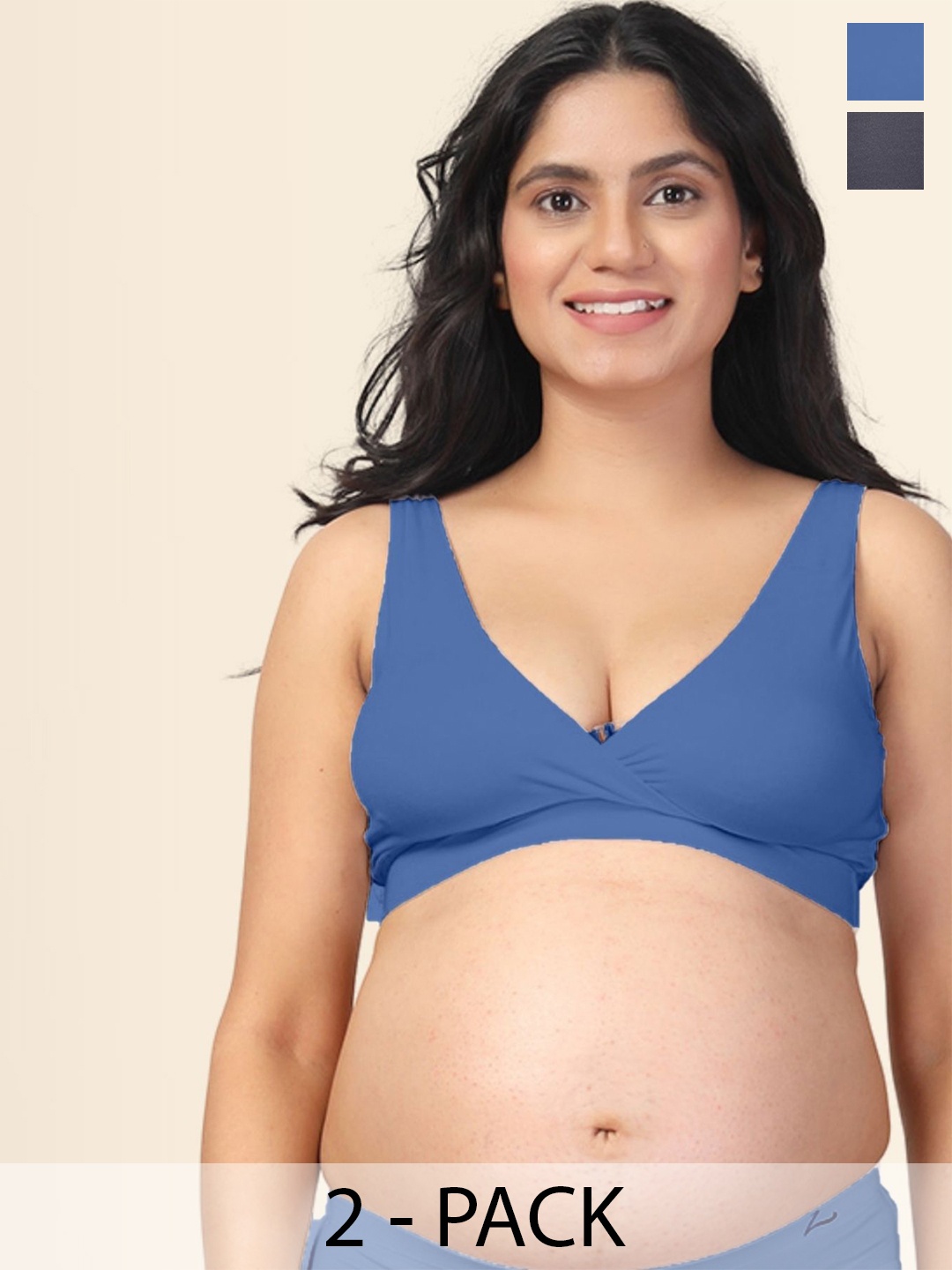 

House Of Zelena Women's Pack of 2 Maternity Bra, Blue