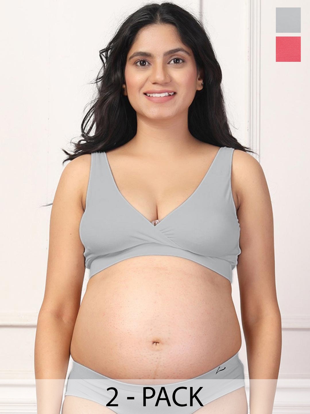 

House Of Zelena Women's Pack of 2 Maternity Bra, Grey