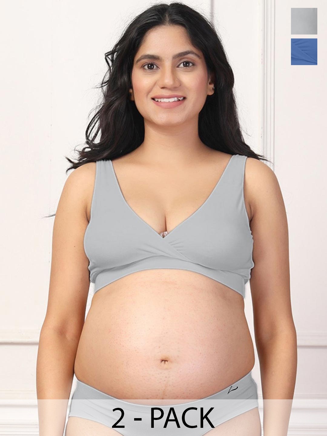 

House Of Zelena Women's Pack of 2 Maternity Bra, Grey