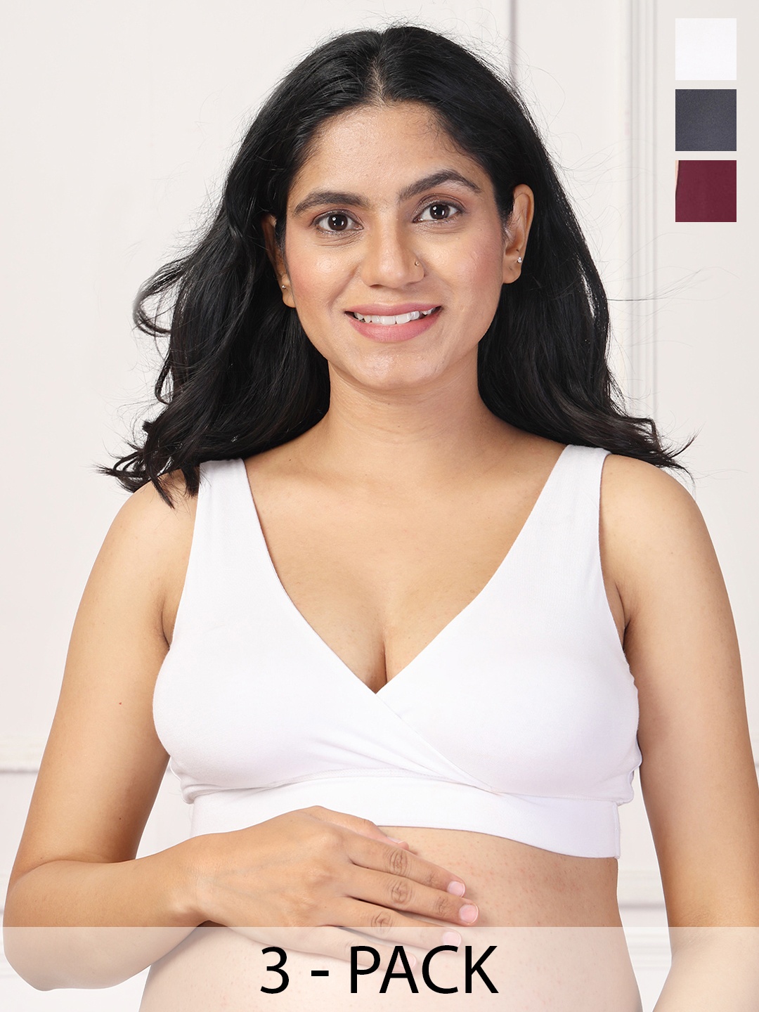 

House Of Zelena Women's Pack of 3 Maternity Bra, White