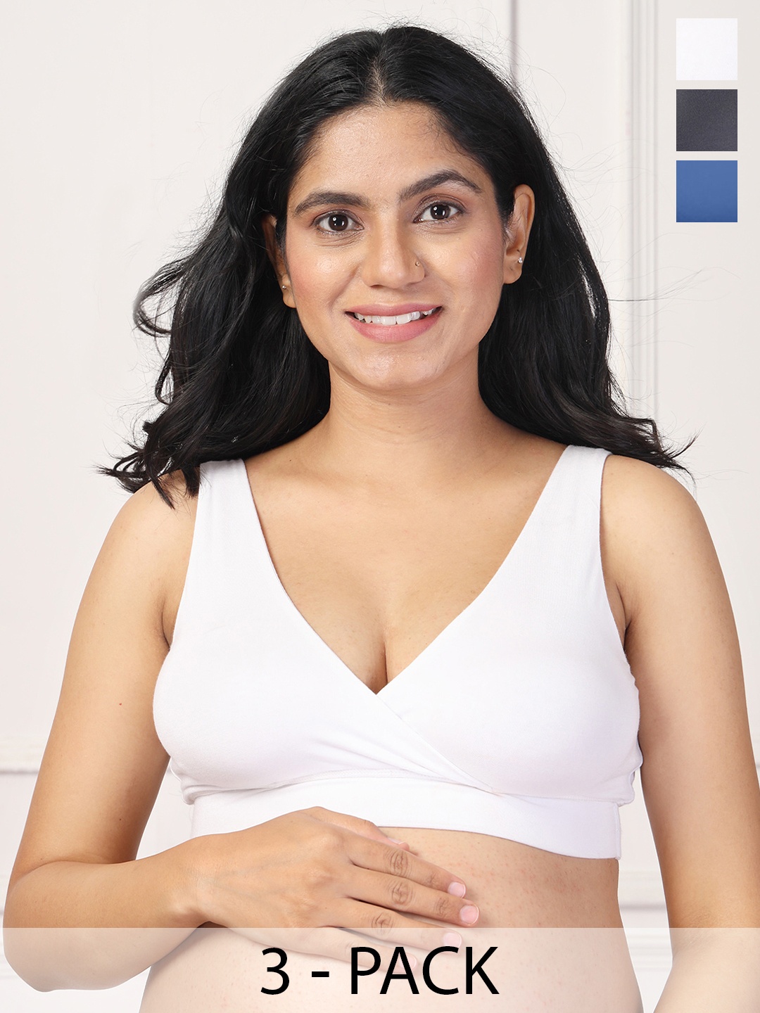 

House Of Zelena Women's Pack of 3 Maternity Bra, White