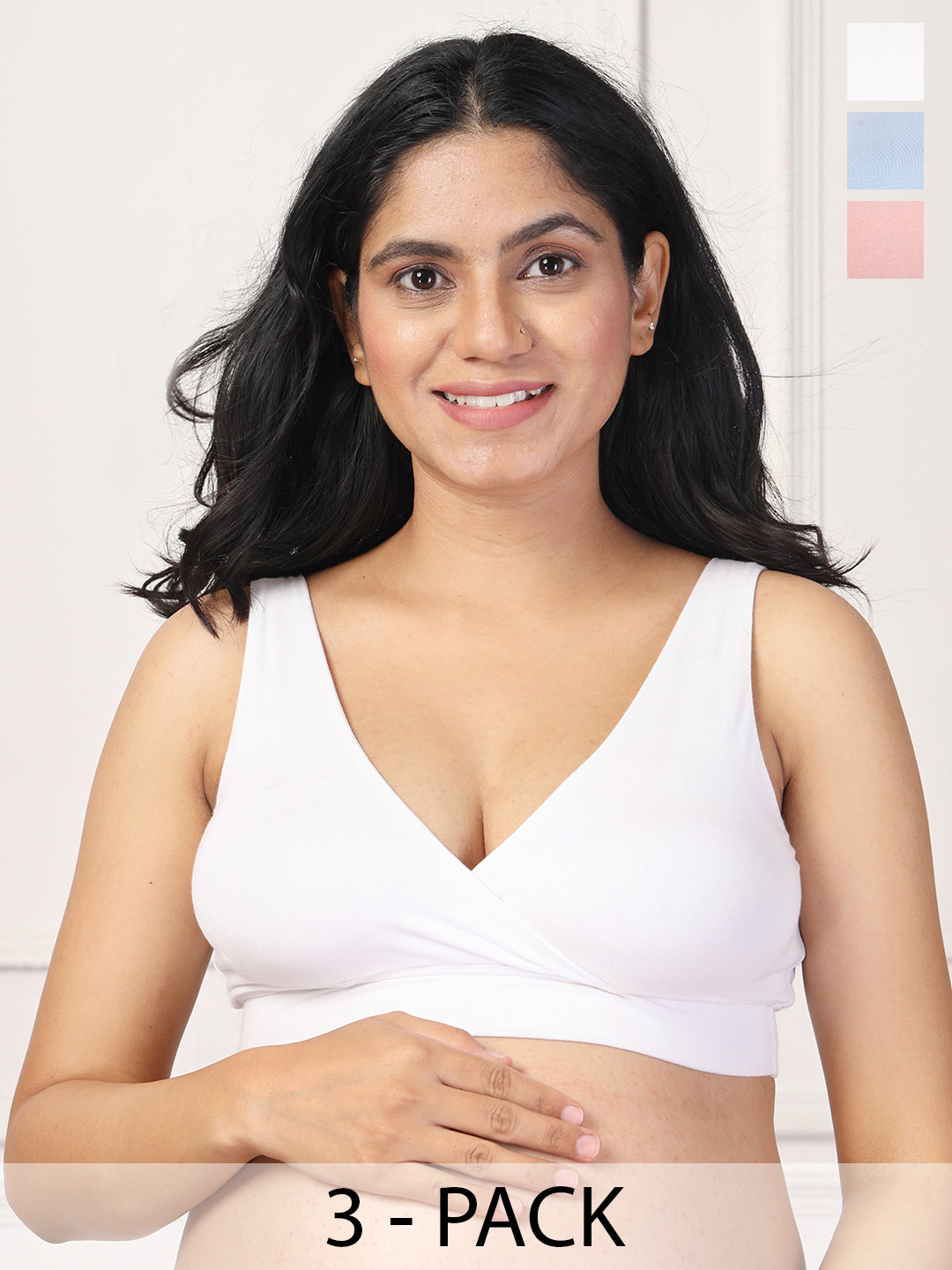 

House Of Zelena Women's Pack of 3 Maternity Bra, White