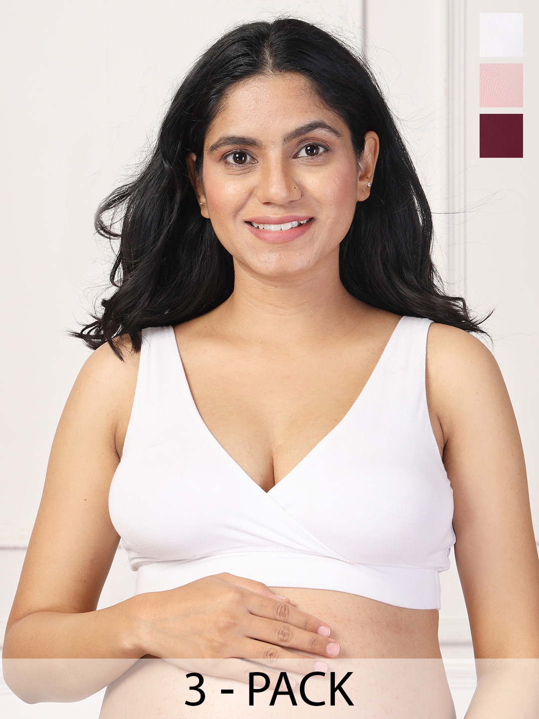 

House Of Zelena Women's Pack of 3 Maternity Bra, White