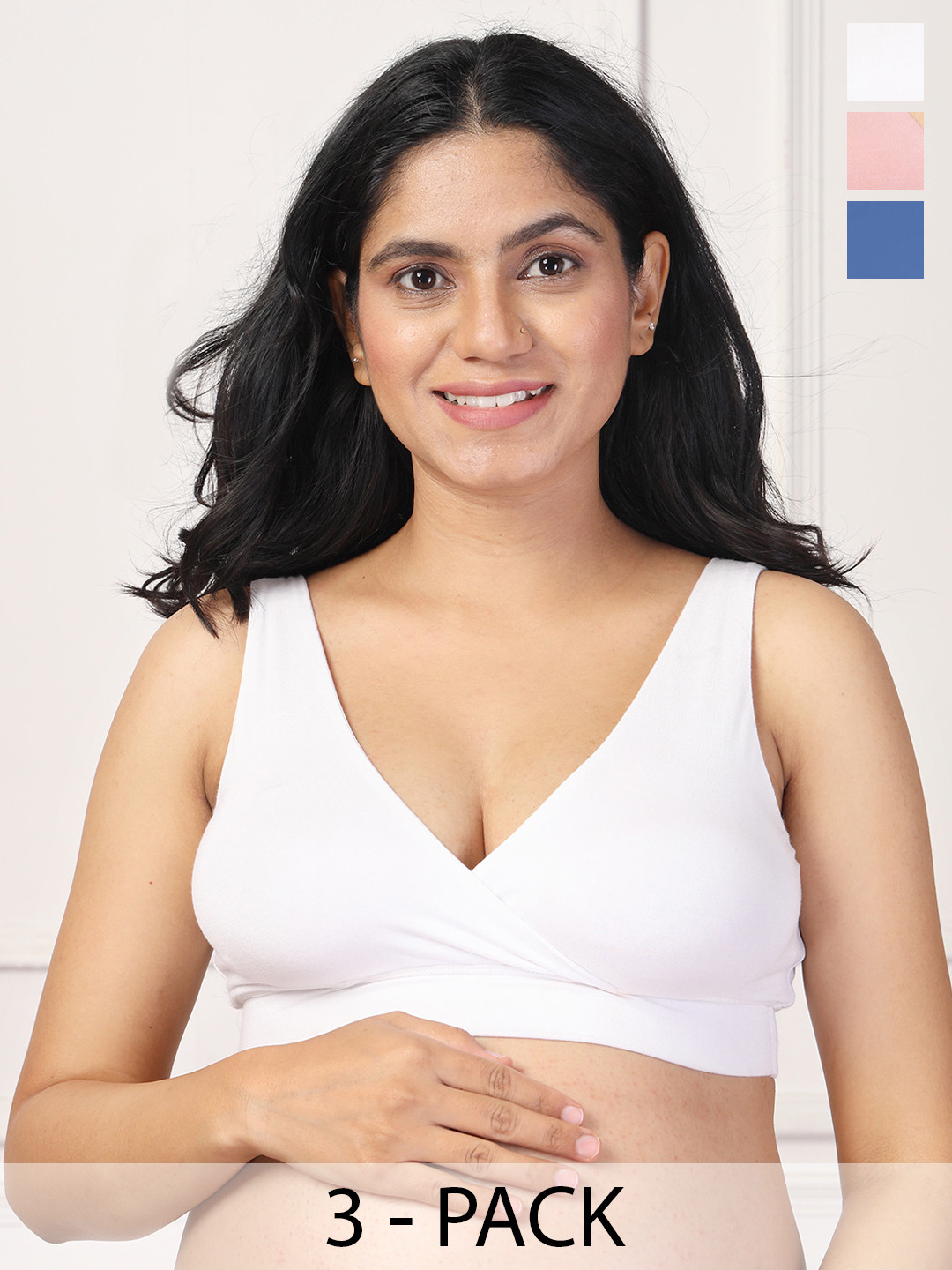 

House Of Zelena Women's Pack of 3 Maternity Bra, White
