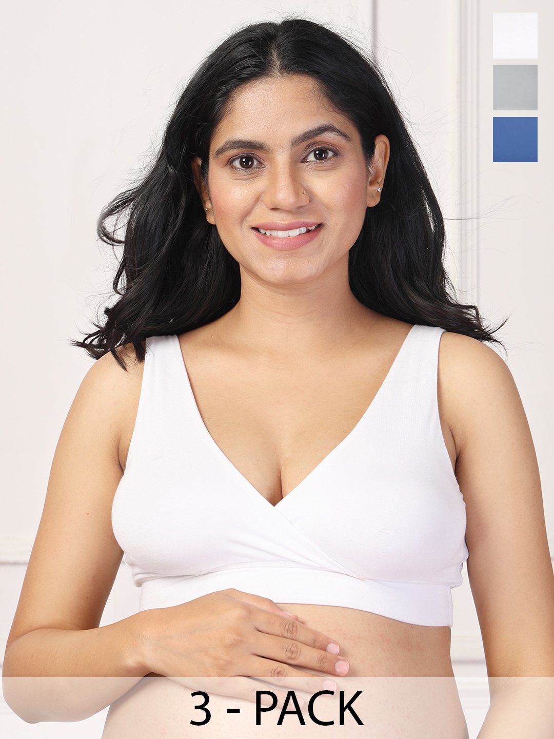 

House Of Zelena Women's Pack of 3 Maternity Bra, White