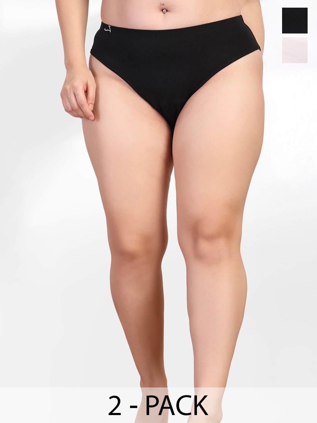 

House Of Zelena Women's Pack of 2 Solid Briefs, Black