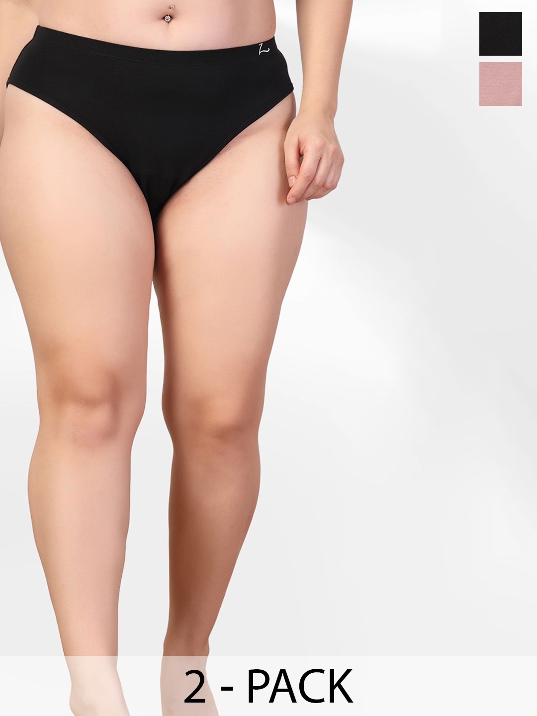

House Of Zelena Women's Pack of 2 Solid Briefs, Black