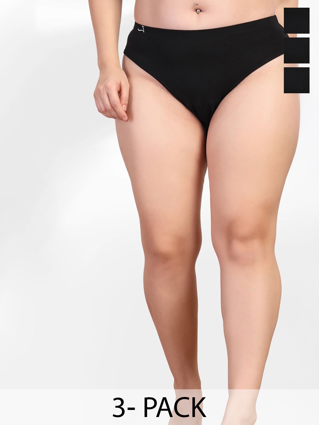 

House of Zelena Pack of 3 Stretchable Full Hip Coverage Maternity Panties, Black