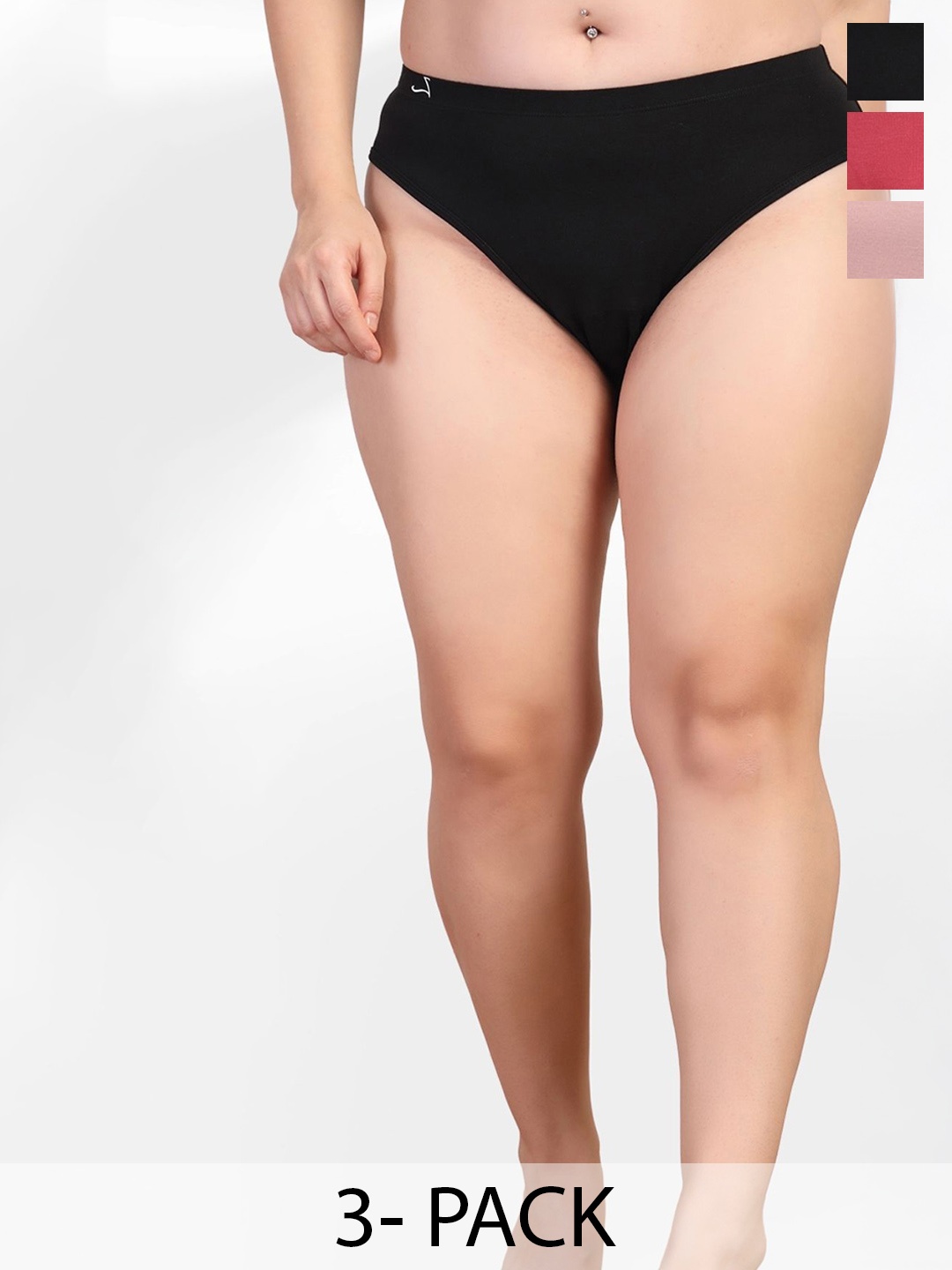 

House Of Zelena Pack of 3 High-Rise Maternity Briefs, Black