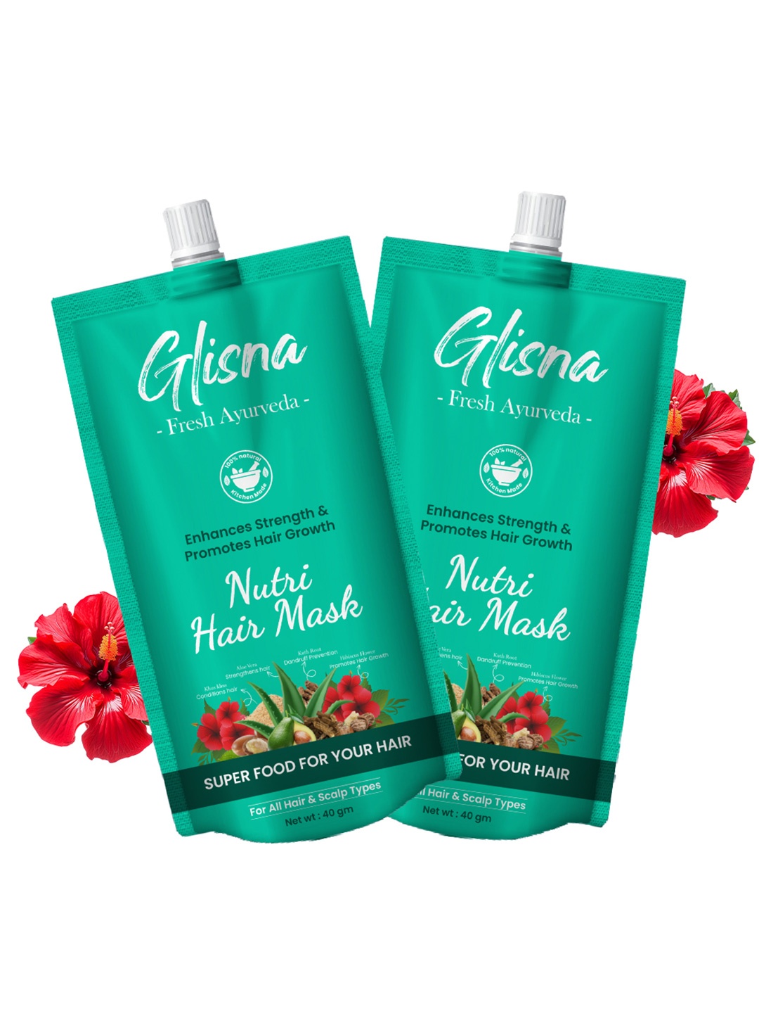 

GLISNA Set Of 2 Nutri Hair Mask For Hair Strengthening & Thickening - 40 g Each, Pink