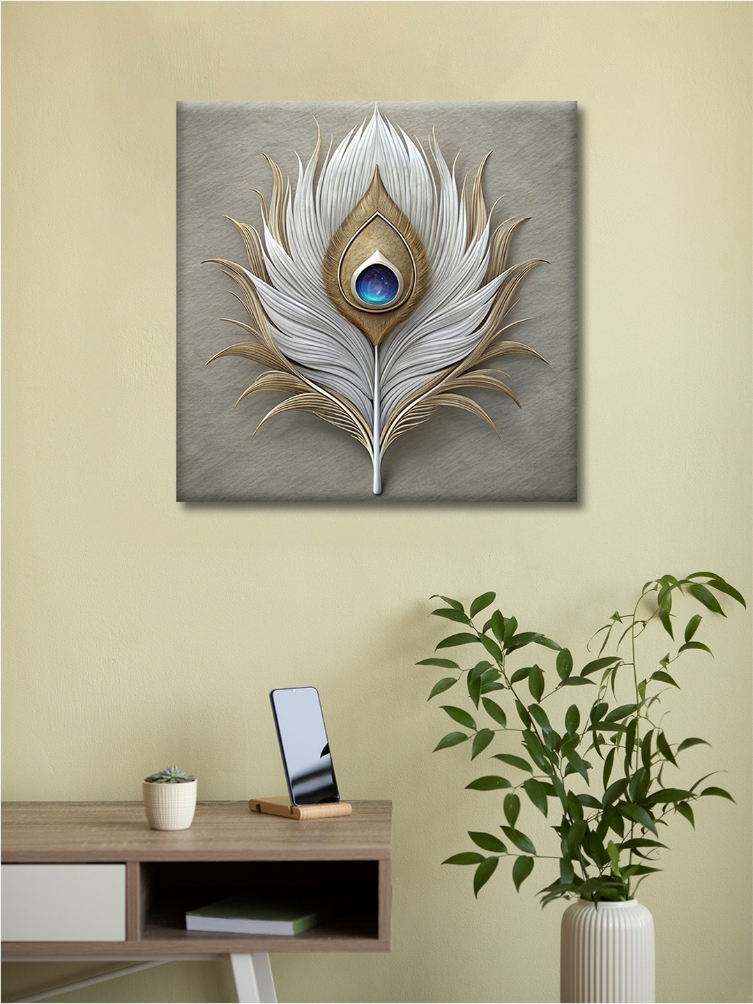 

OLIVE TREE Grey & Beige Canvas Religious Wall Paintings