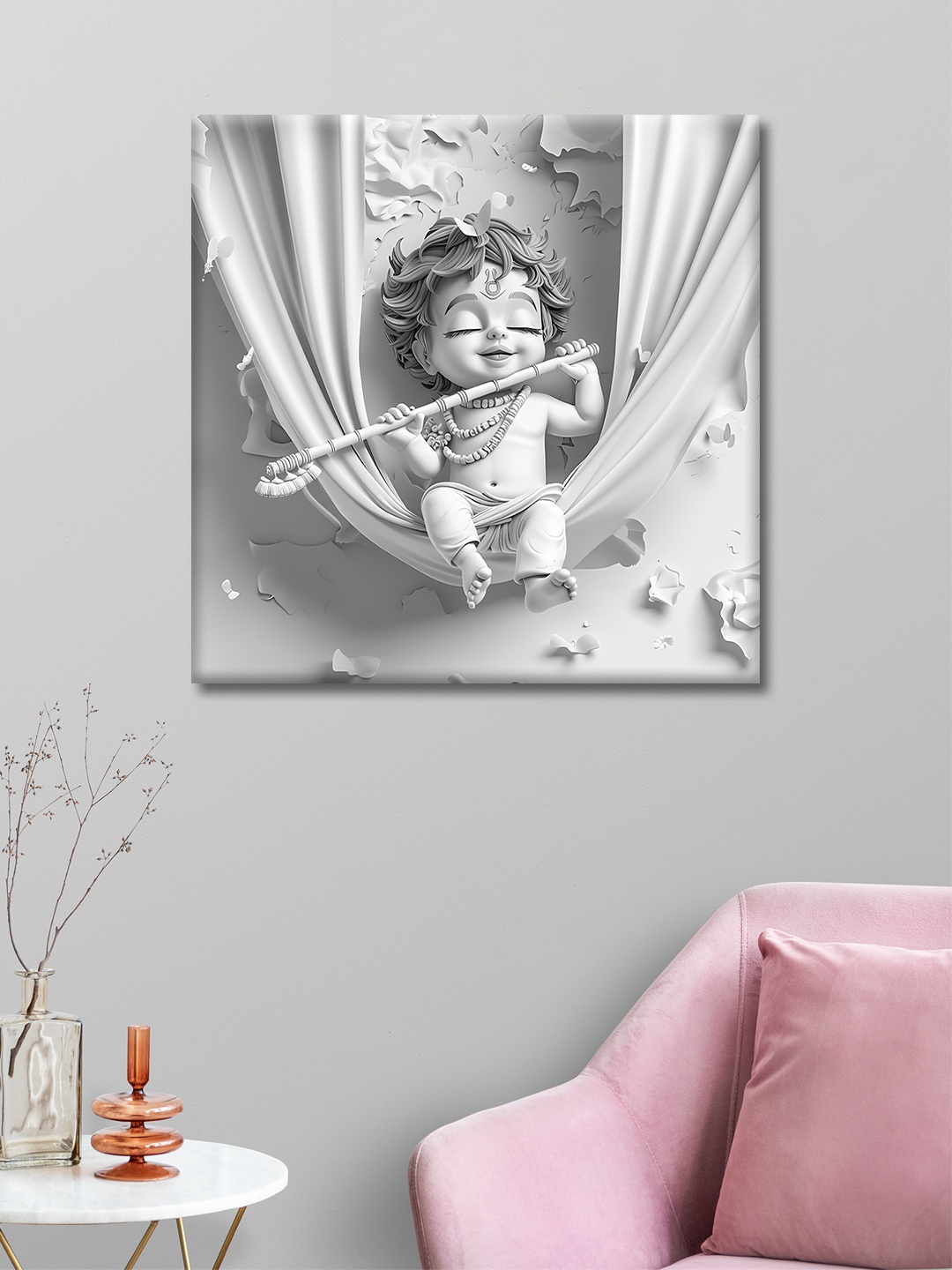 

OLIVE TREE Grey & Off White Religious Printed Canvas Wall Art