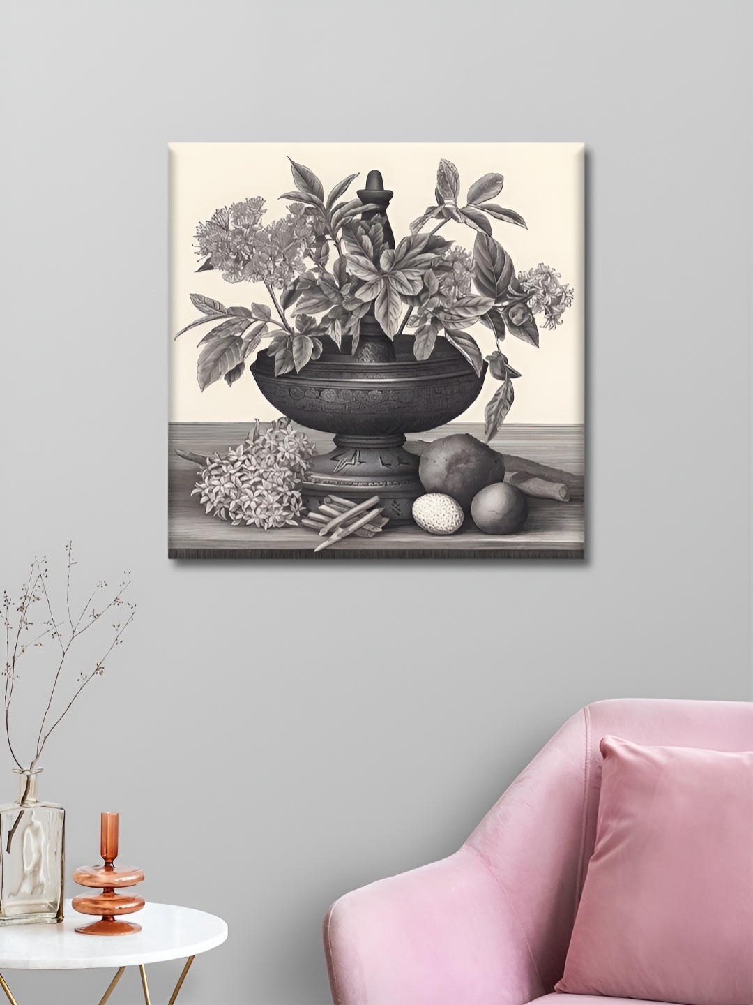 

OLIVE TREE White & Grey Floral and Botanical Canvas Wall Art