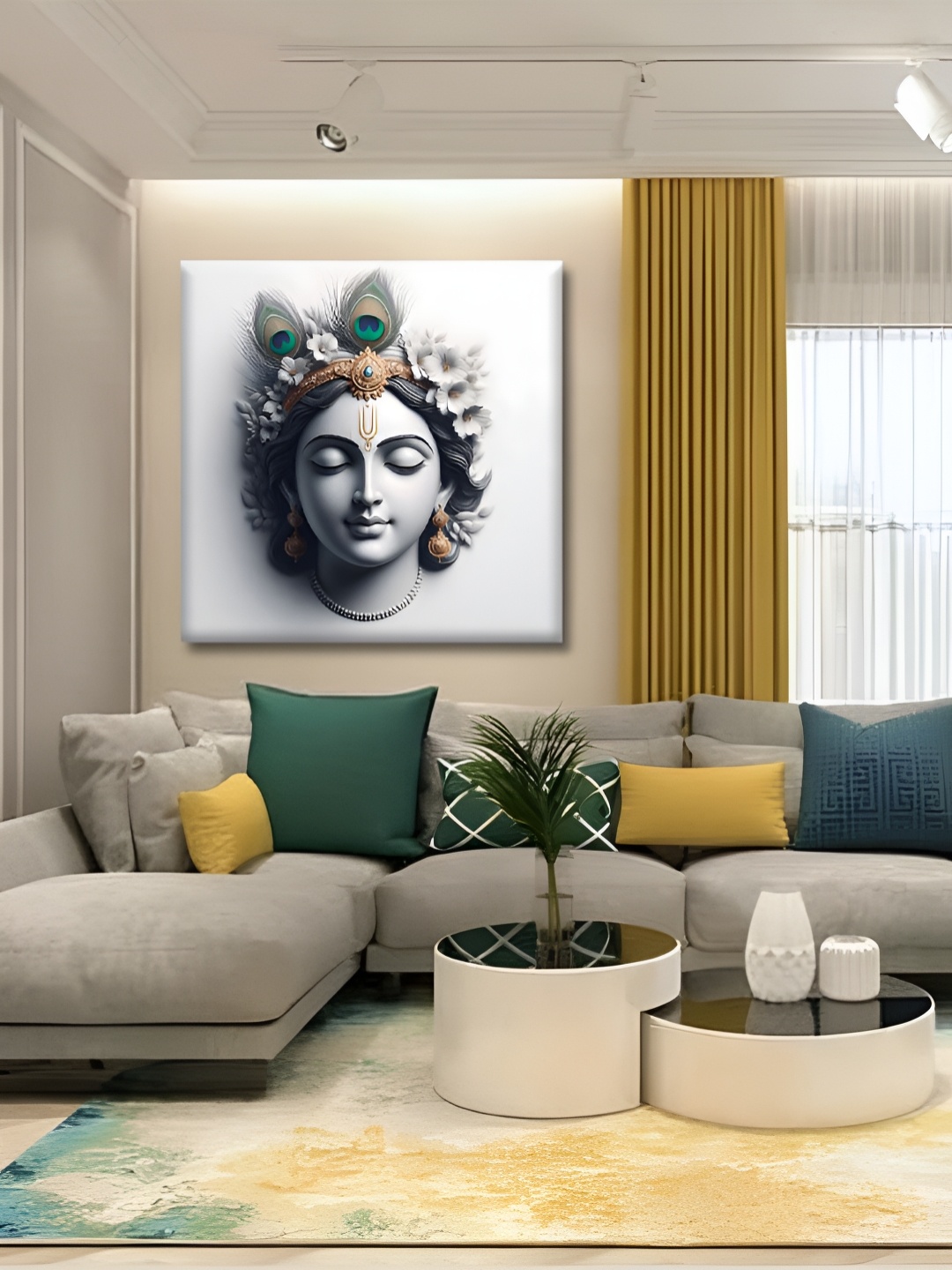 

OLIVE TREE Grey And Blue Religious Printed Canvas Wall Art