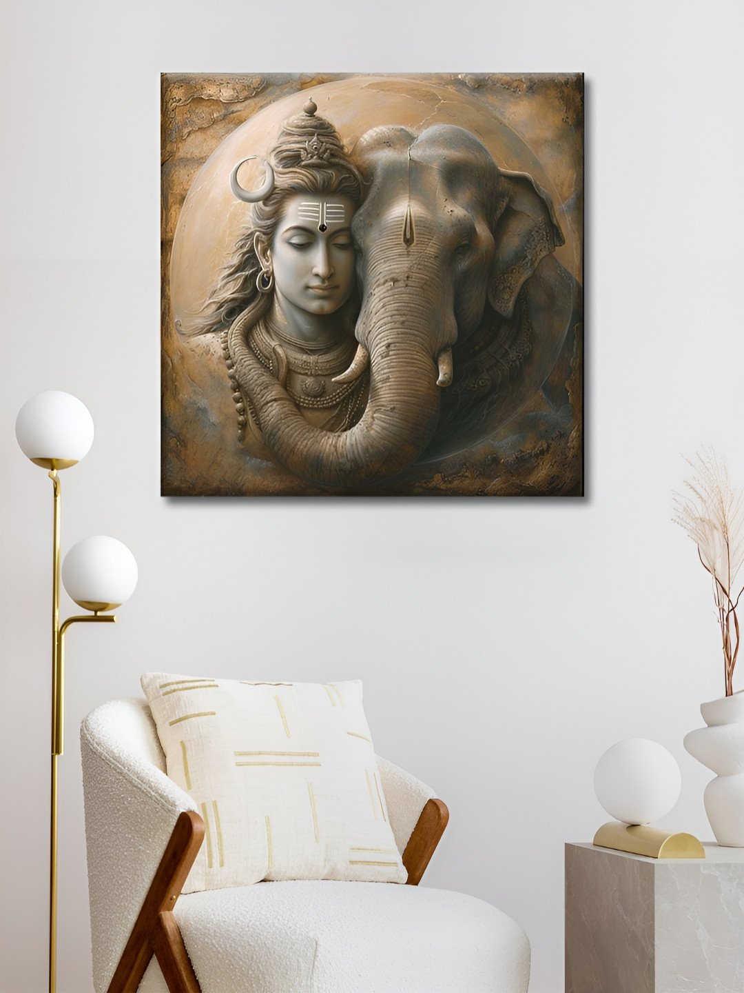 

Olive Tree Grey & Brown Shiva Religious Canvas Wall Art