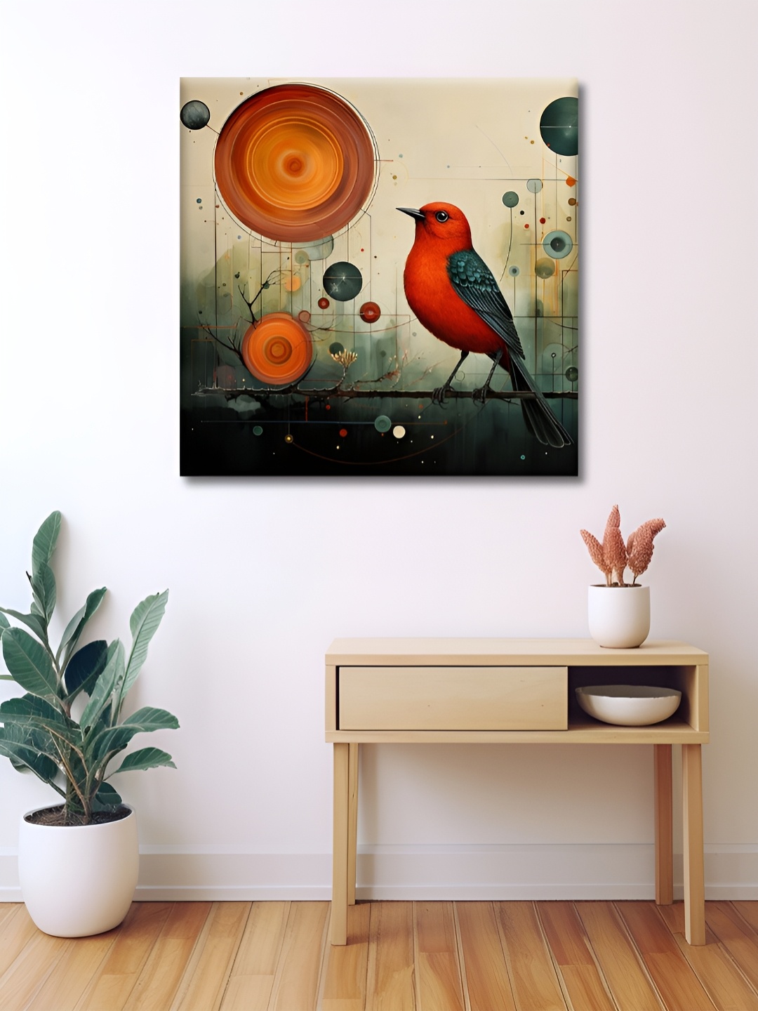 

OLIVE TREE Beige & Red Birds And Animals Canvas Wall Art