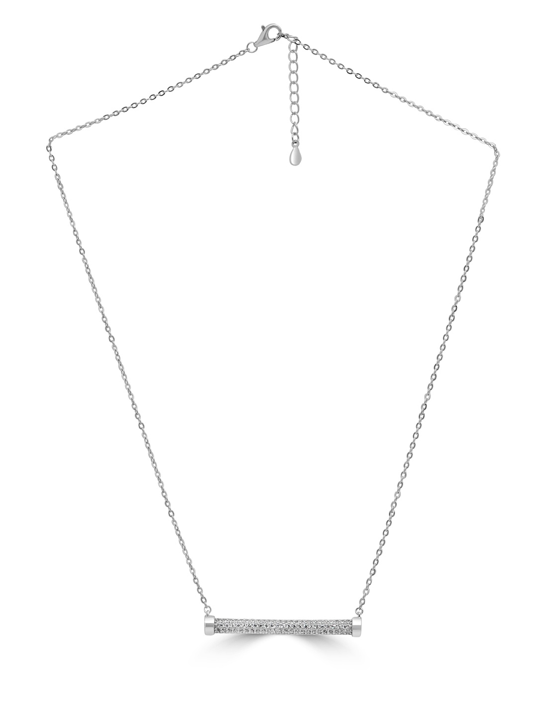 

925 SILLER 925 Pure Silver Zircon Studded Funky Charm Pendant With Chain
