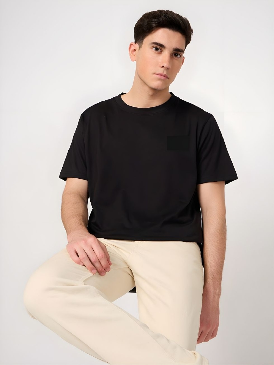 

Moda Rapido Men Drop-Shoulder Sleeves T-shirt, Black