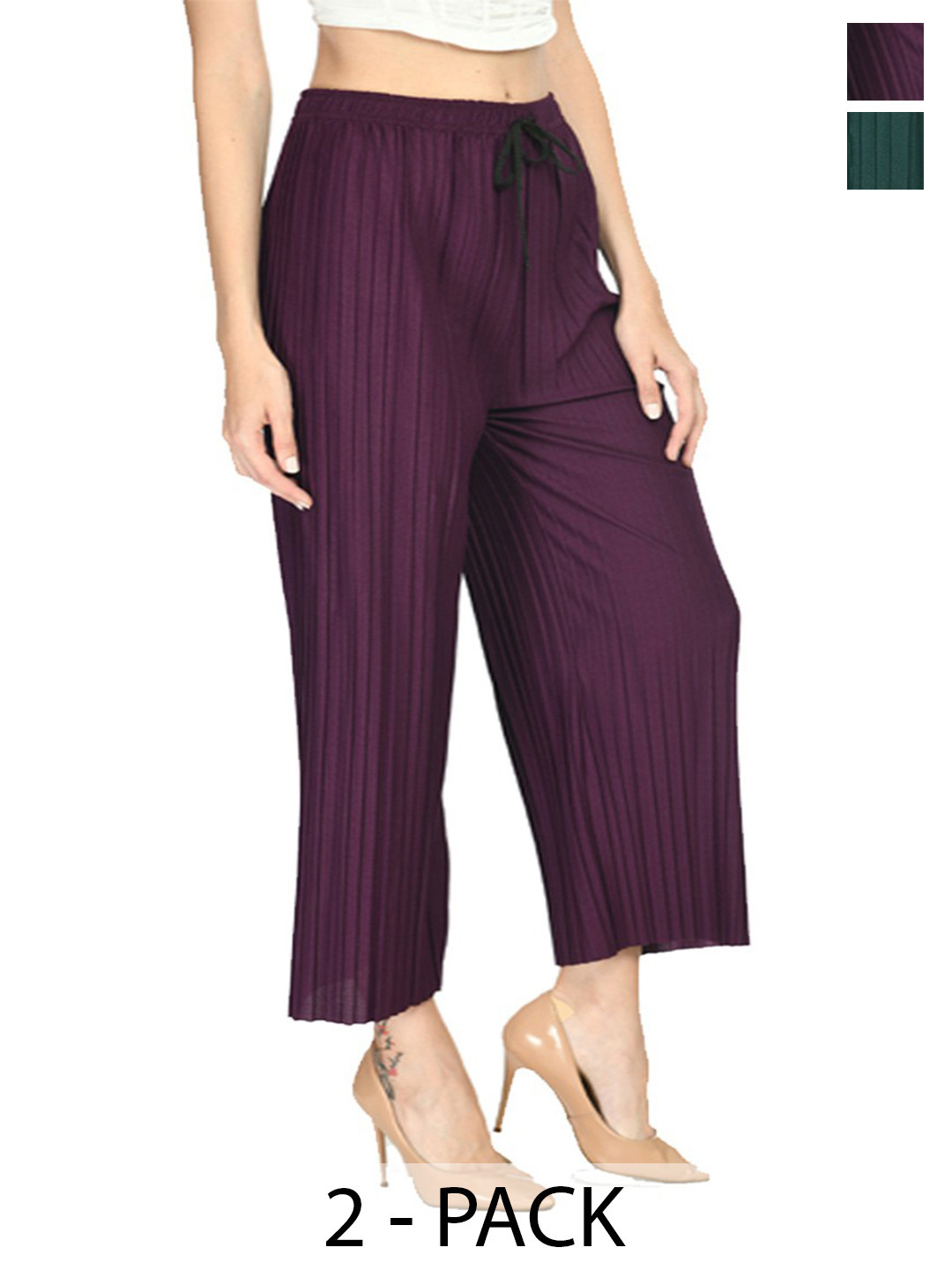 

Purser Women Pack of 2 Culottes Trousers, Purple