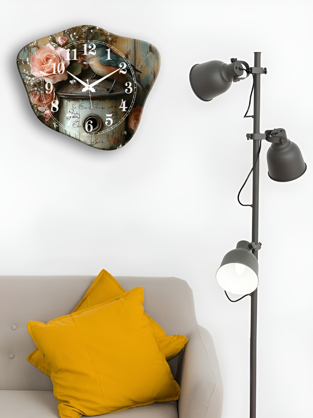 

OLIVE TREE Wooden Designer Green Printed Analogue Wooden Abstract Shaped Wall Clock