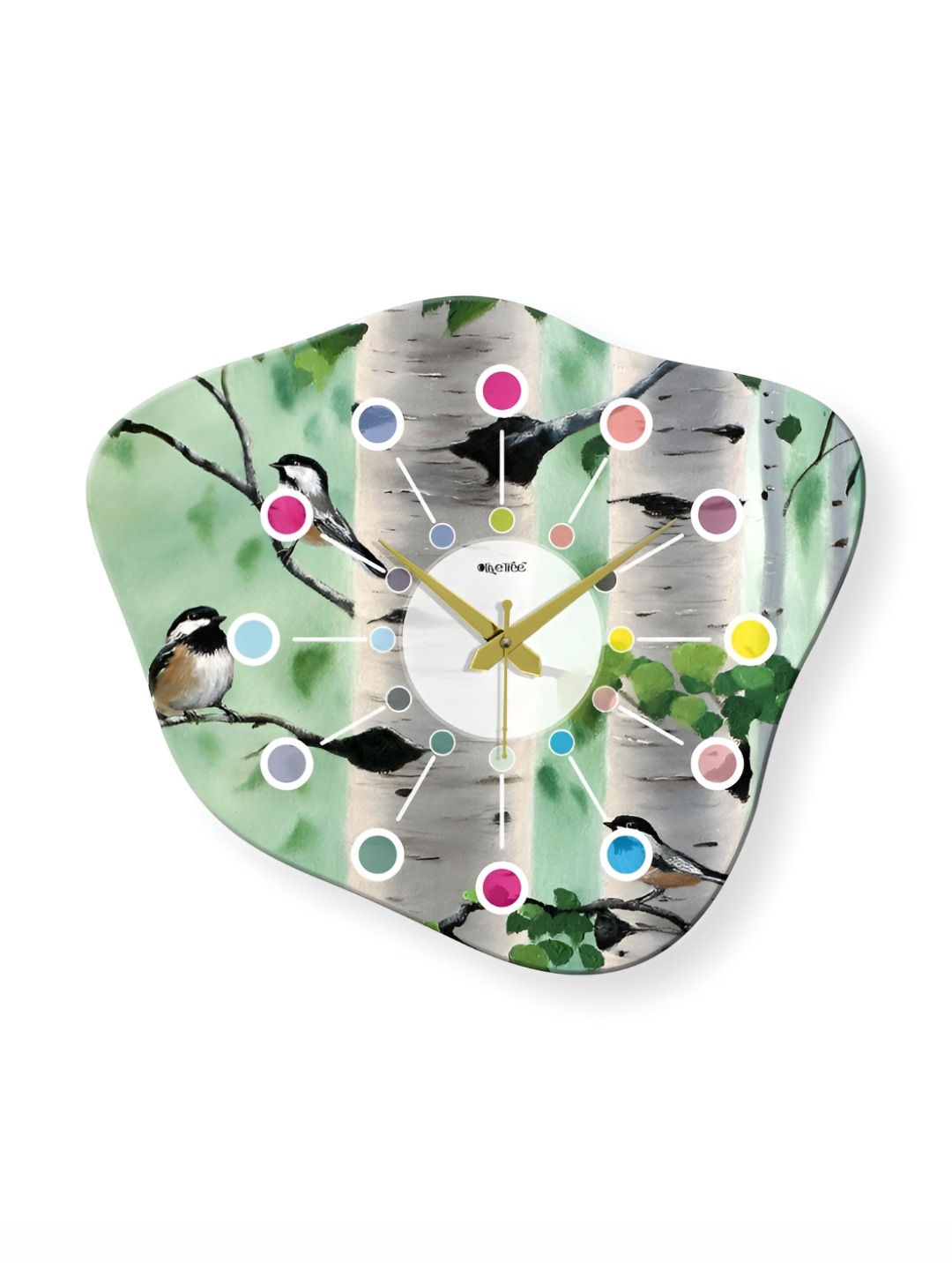 

OLIVE TREE Green Printed Analogue Wooden Silent Movement Contemporary Wall Clock