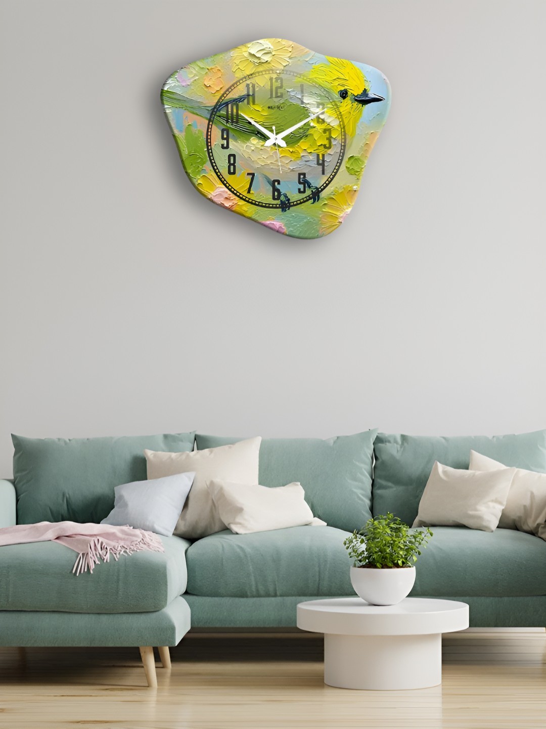 

OLIVE TREE Green Printed Analogue Wooden Silent Movement Abstract Contemporary Wall Clock