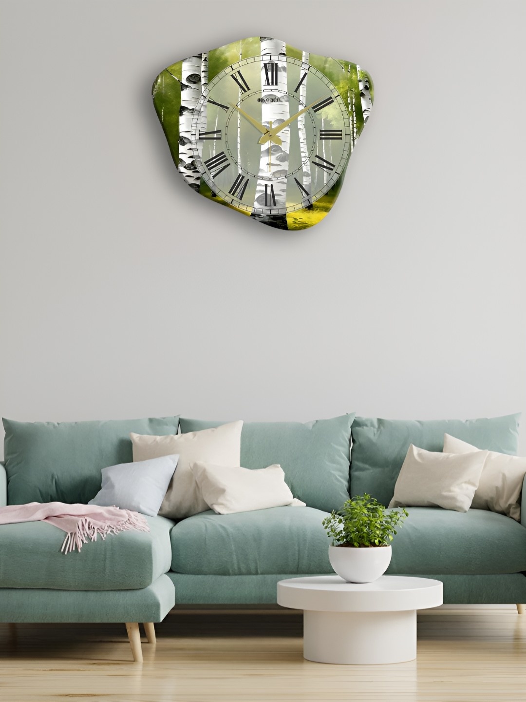

OLIVE TREE Green Printed Analogue Wooden Abstract Shaped Contemporary Wall Clock